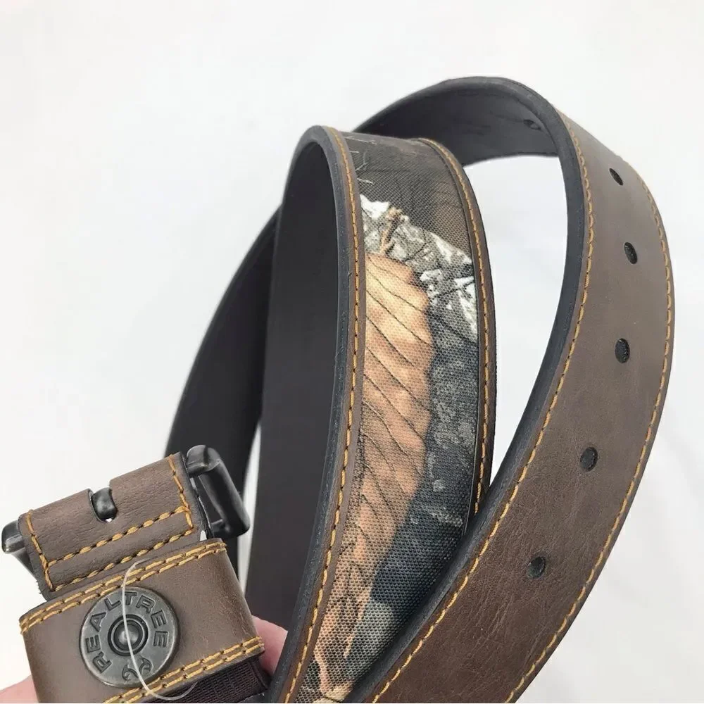 Realtree Brown Leather Camo Print Sportsman Belt NEW